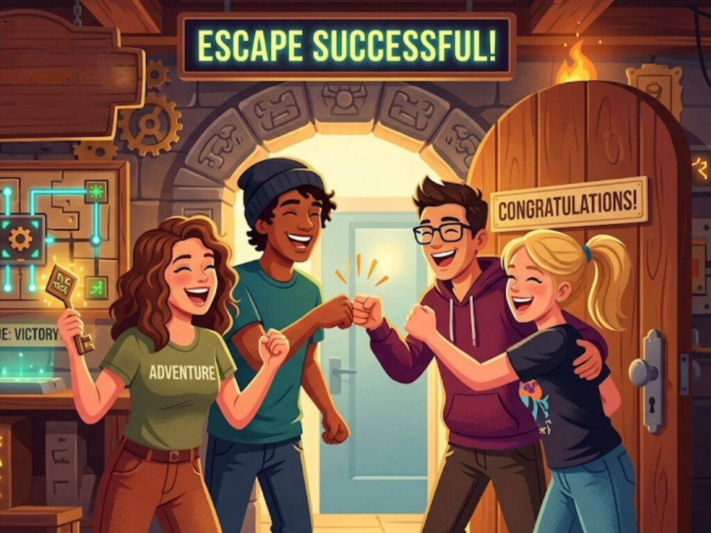 Người chơi hoàn thành thử thách Escape Game sau khi cùng nhau giải đố và làm việc nhóm.